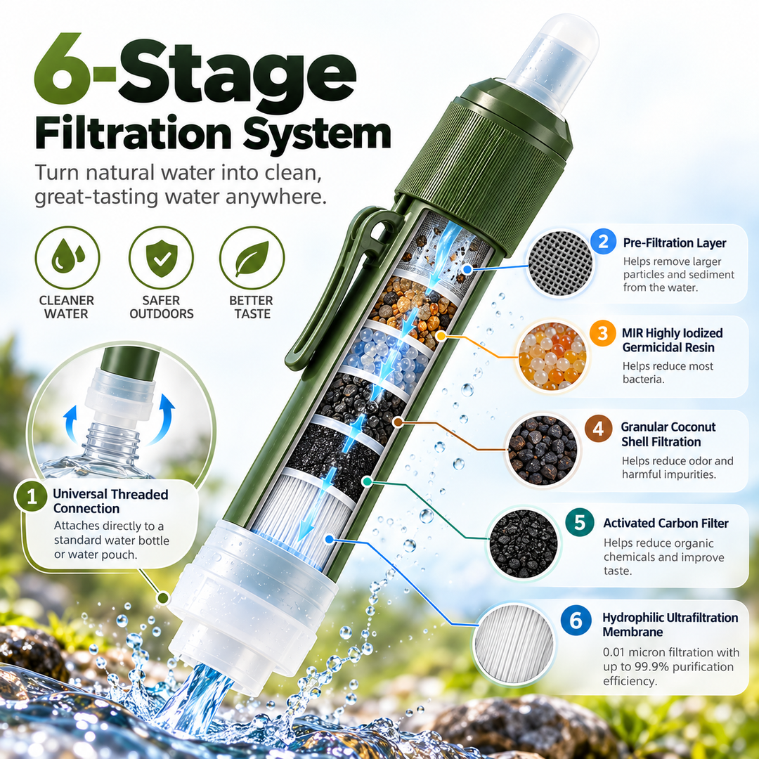 Mini Water Filter Straw Survival Camping Emergency Purifier