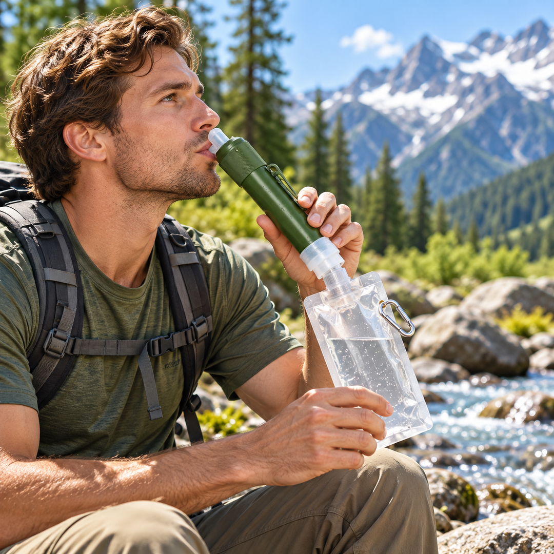 Mini Water Filter Straw Survival Camping Emergency Purifier