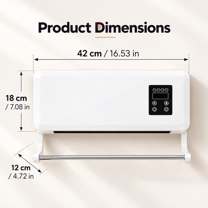 1500W Wall Mounted Electric Heater with Remote 2 in 1 Warmer Fan