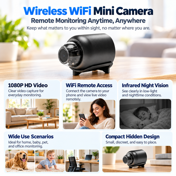 Mini Wireless WiFi Spy Camera 1080P Hidden Security Camera