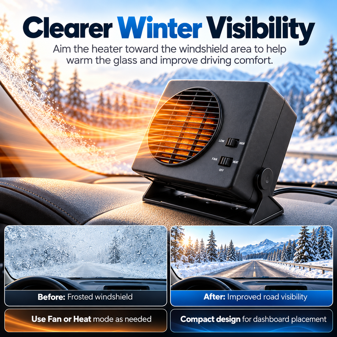 12V Ceramic Car Heater Portable Fan Thermostat Winter Demister 300W