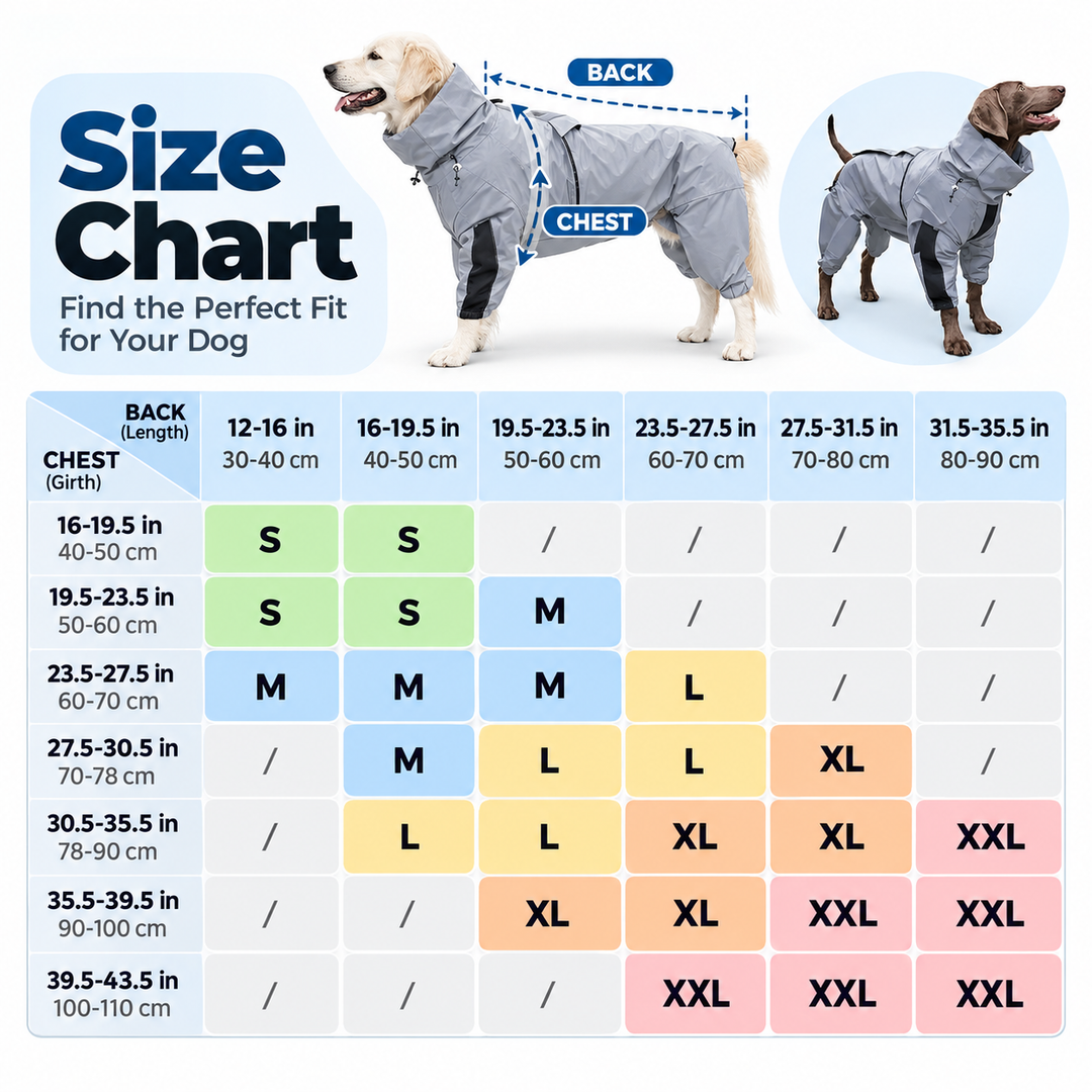 Waterproof Dog Coat with Legs Reflective Rain Jacket for Dogs UK