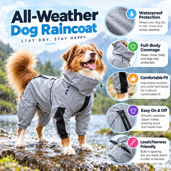 Waterproof Dog Coat with Legs Reflective Rain Jacket for Dogs UK