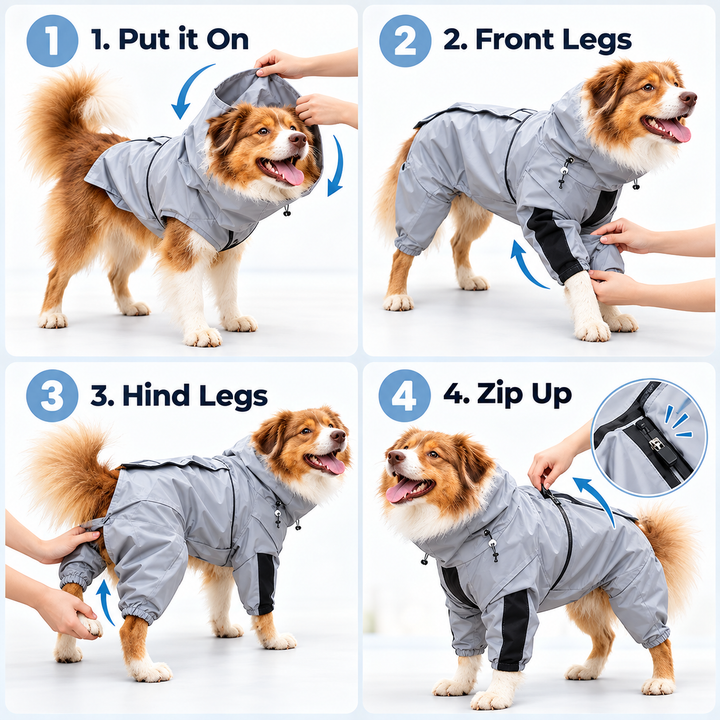 Waterproof Dog Coat with Legs Reflective Rain Jacket for Dogs UK