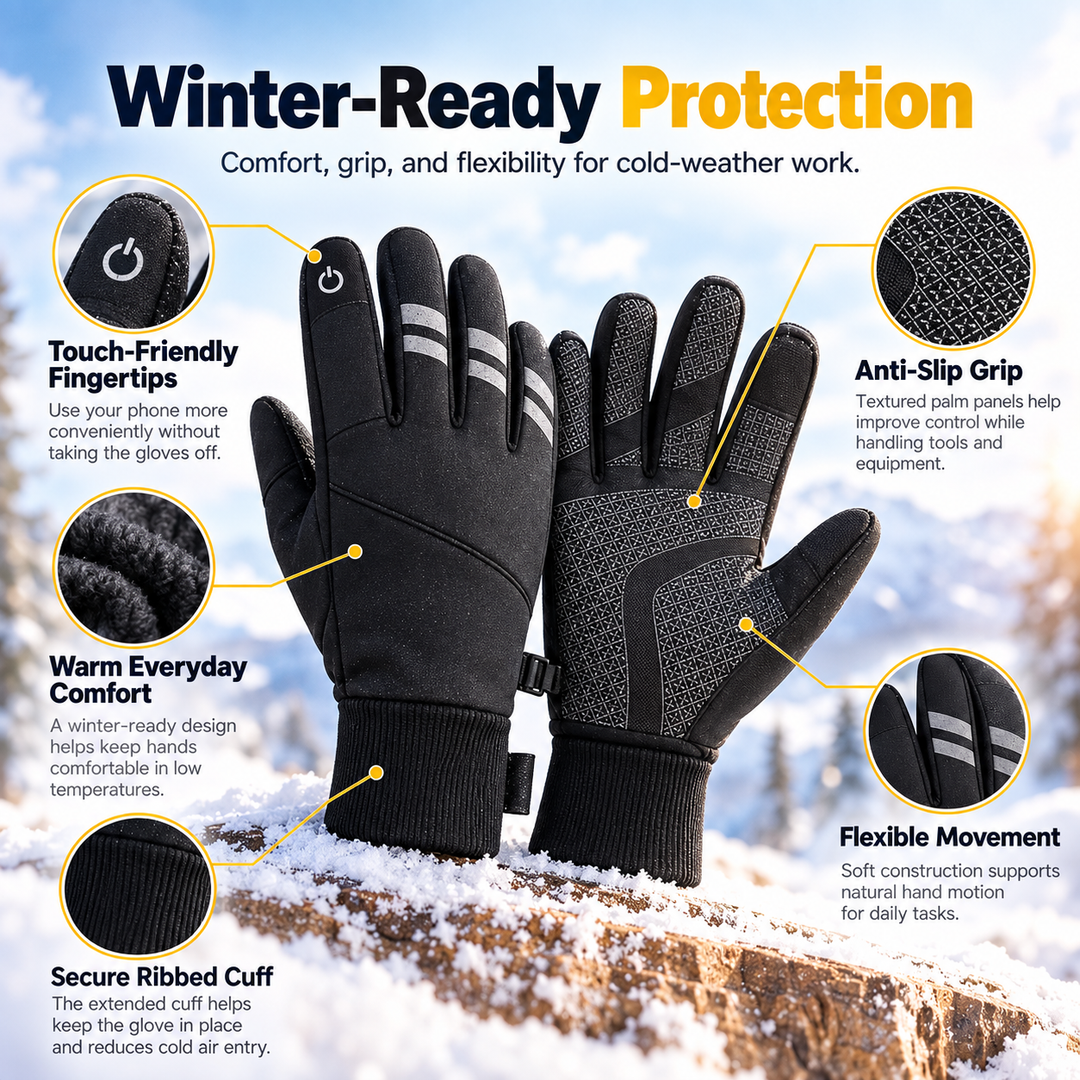 Thermal Waterproof Work Gloves Non Slip Touchscreen Winter Outdoor