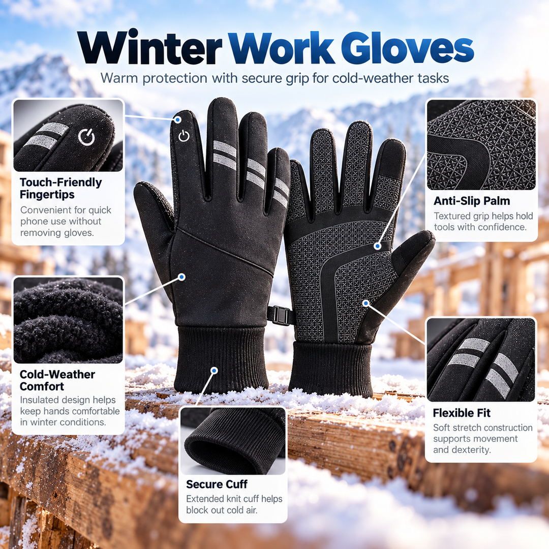 Thermal Waterproof Work Gloves Non Slip Touchscreen Winter Outdoor