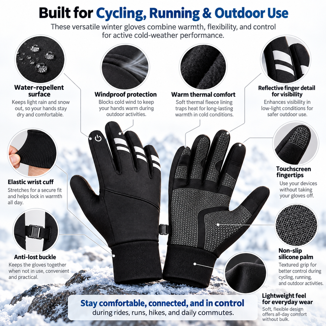 Thermal Winter Cycling Gloves Waterproof Windproof Touchscreen Warm