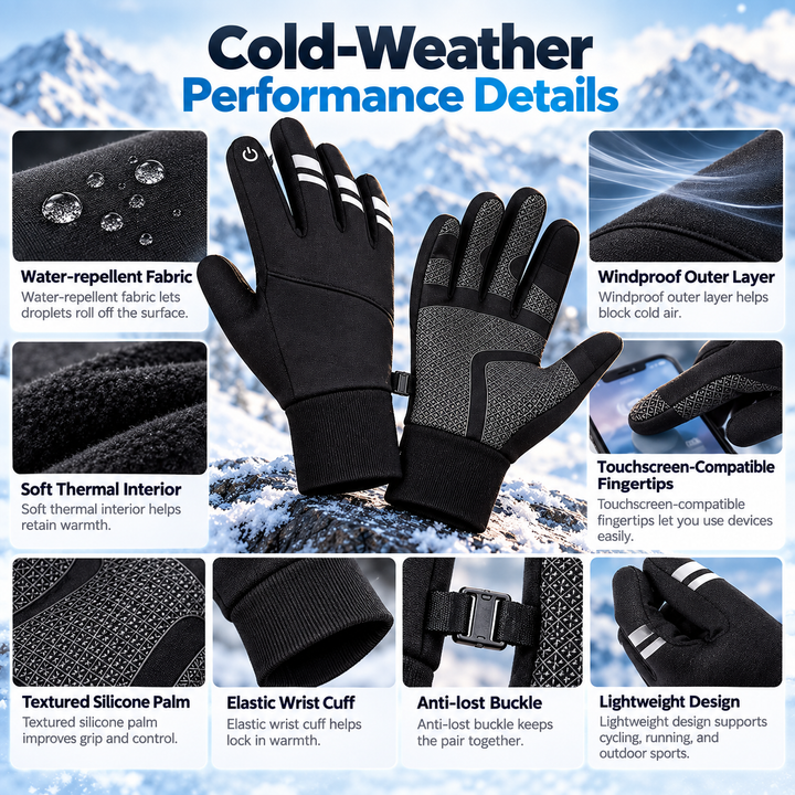 Thermal Winter Cycling Gloves Waterproof Windproof Touchscreen Warm