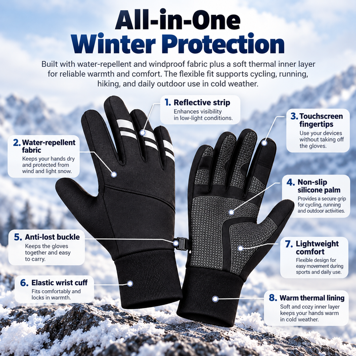 Thermal Winter Cycling Gloves Waterproof Windproof Touchscreen Warm