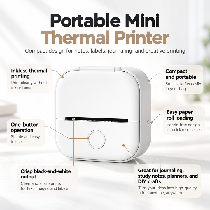 Mini Pocket Printer Bluetooth Thermal Sticker Photo Label Printer