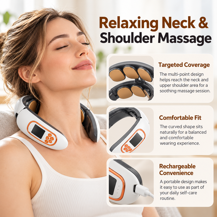Neck Shoulder Massager Heated Pulse U Shape Neck Relaxer Remote