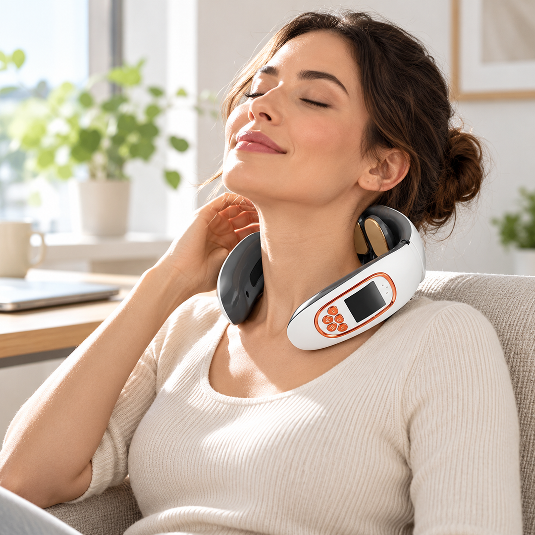 Neck Shoulder Massager Heated Pulse U Shape Neck Relaxer Remote