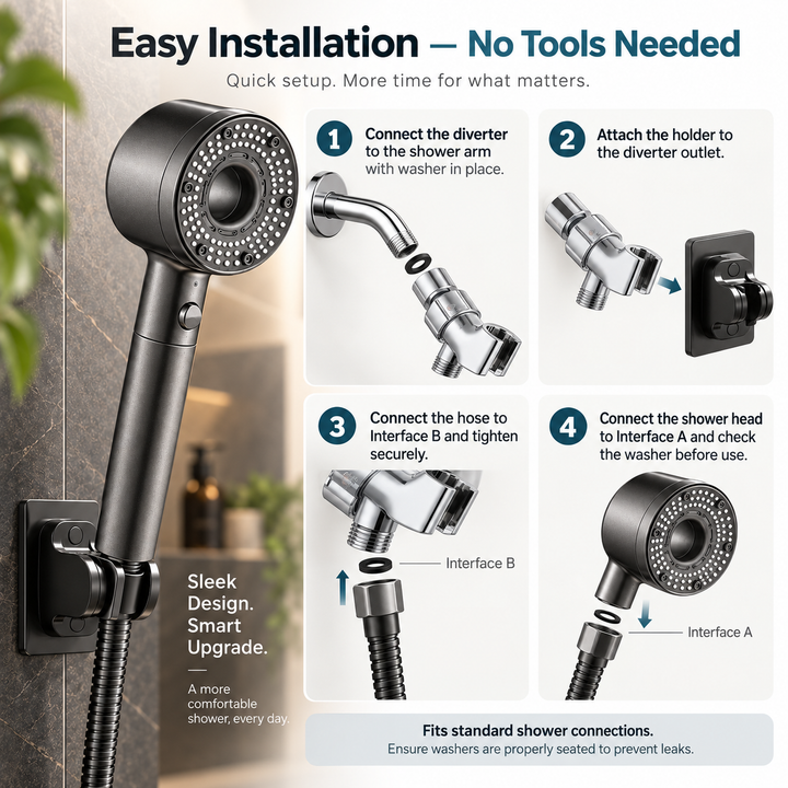 High Pressure Shower Head Filtered Water Saving 5 Mode Spray