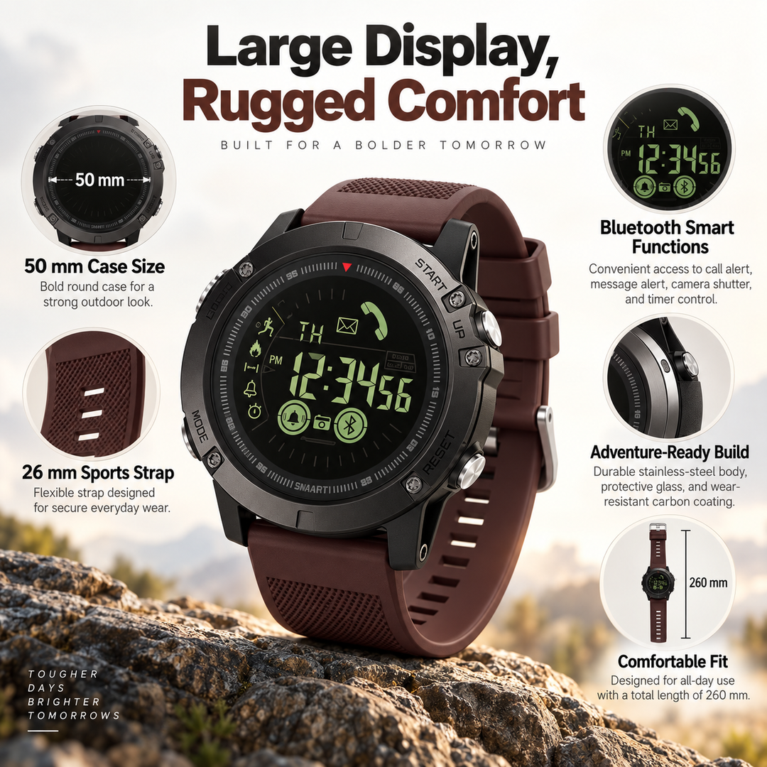 Military Smart Watch Rugged Waterproof Fitness Tracker Watch