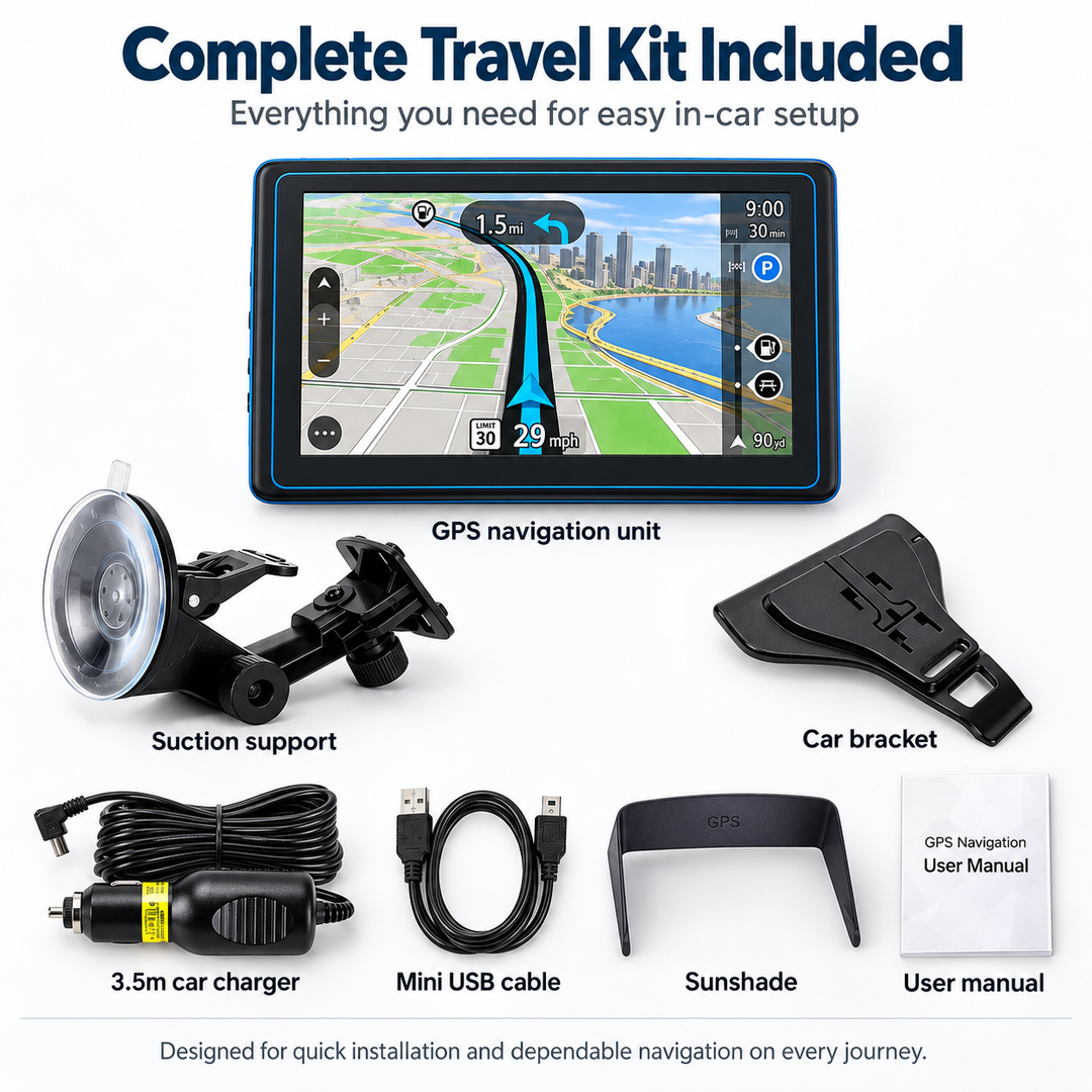 7 Inch GPS Sat Nav for Cars Trucks with UK EU Maps and Traffic