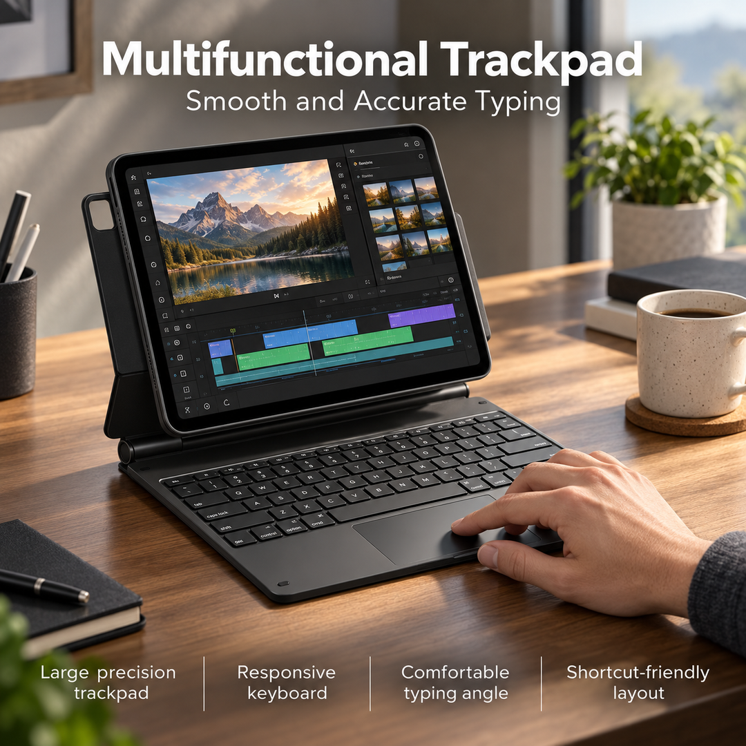 360 Magnetic Keyboard Case for iPad Pro and Air with Trackpad