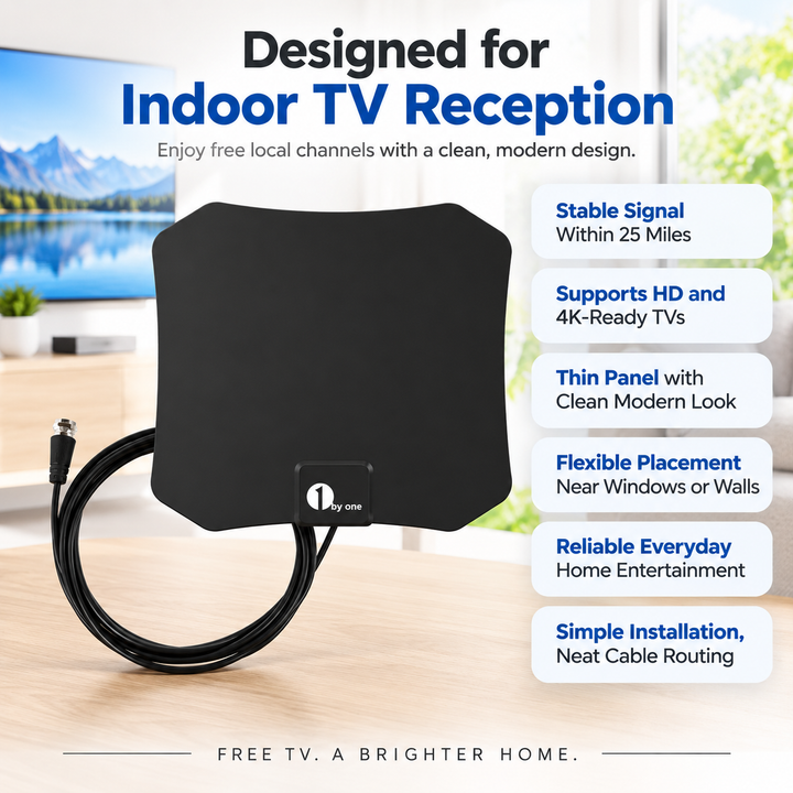 Indoor HDTV Antenna 4K Free Channels Digital TV Aerial