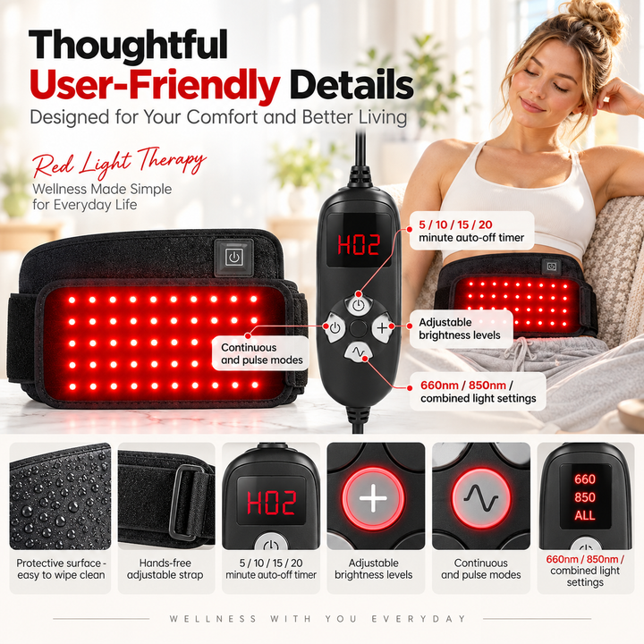 Red Light Therapy Belt 60 LED Infrared Pad for Pain Relief