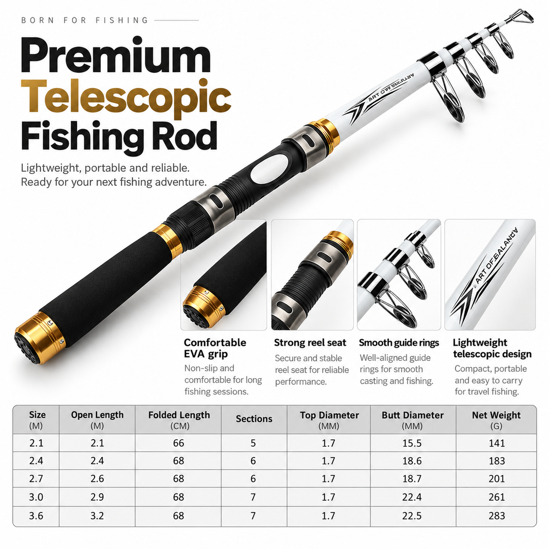 Carbon Fibre Telescopic Fishing Rod Portable Travel Rod