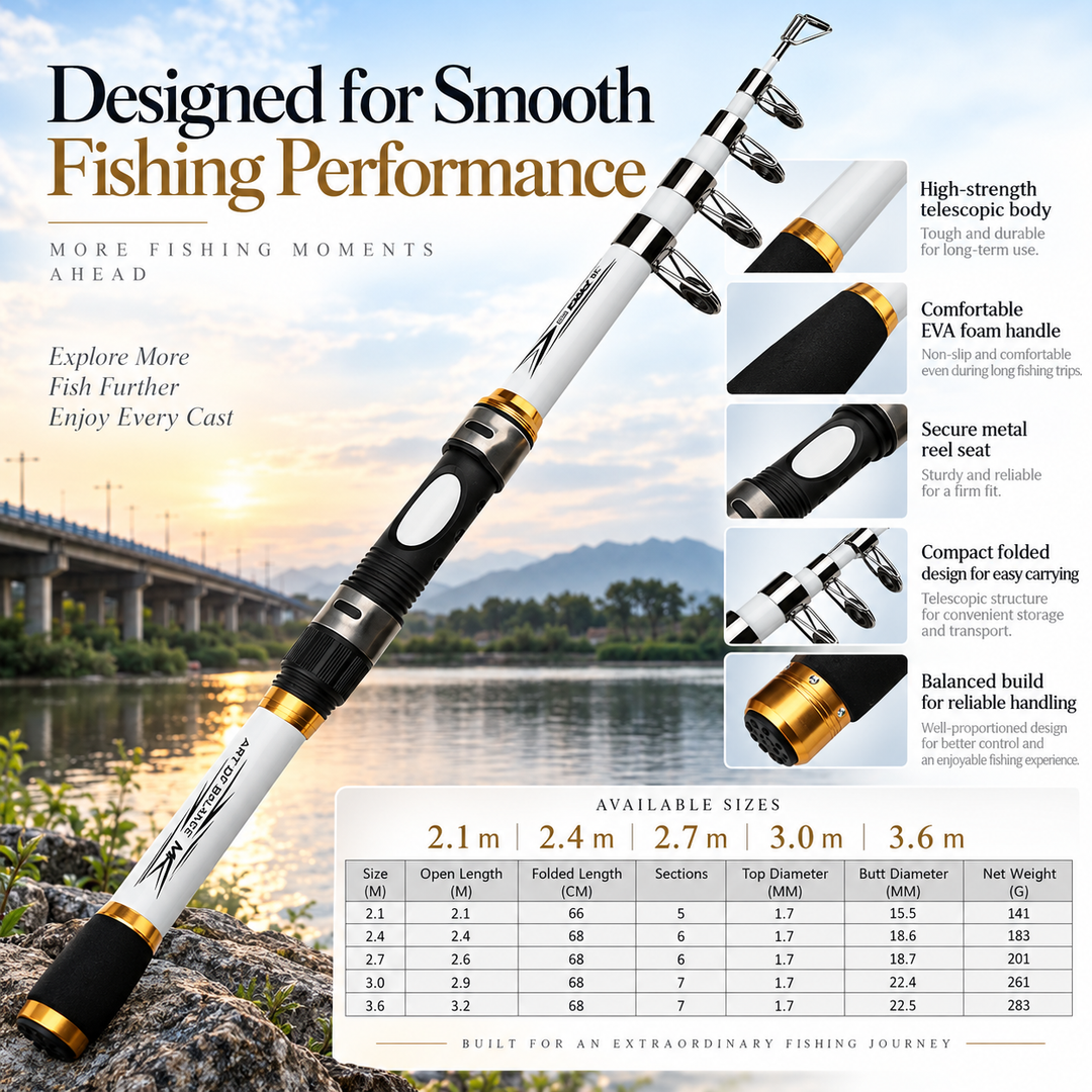 Carbon Fibre Telescopic Fishing Rod Portable Travel Rod
