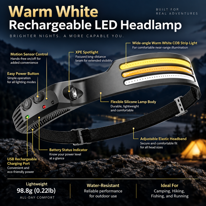 LED Headlamp Rechargeable Waterproof Head Torch for Running