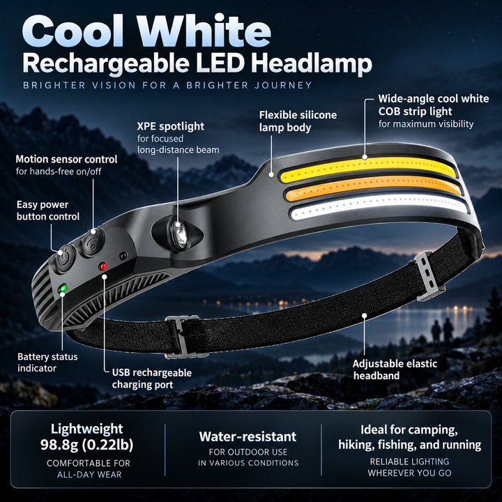 LED Headlamp Rechargeable Waterproof Head Torch for Running