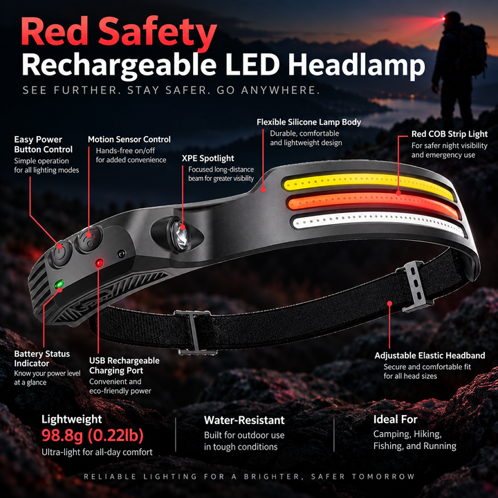 LED Headlamp Rechargeable Waterproof Head Torch for Running