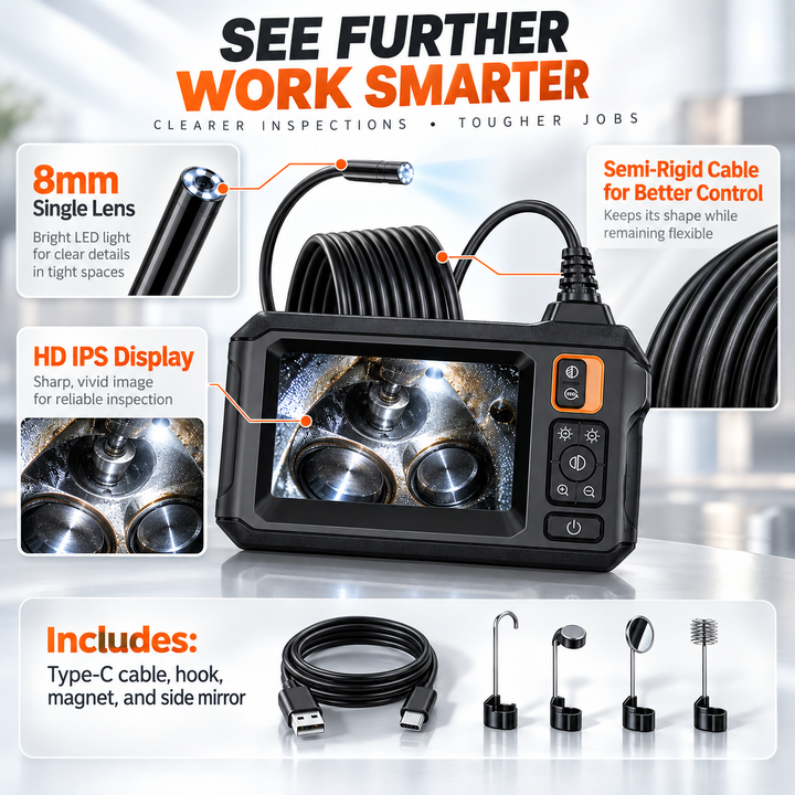 Endoscope Inspection Camera 1080P HD with 4.3 Inch Screen