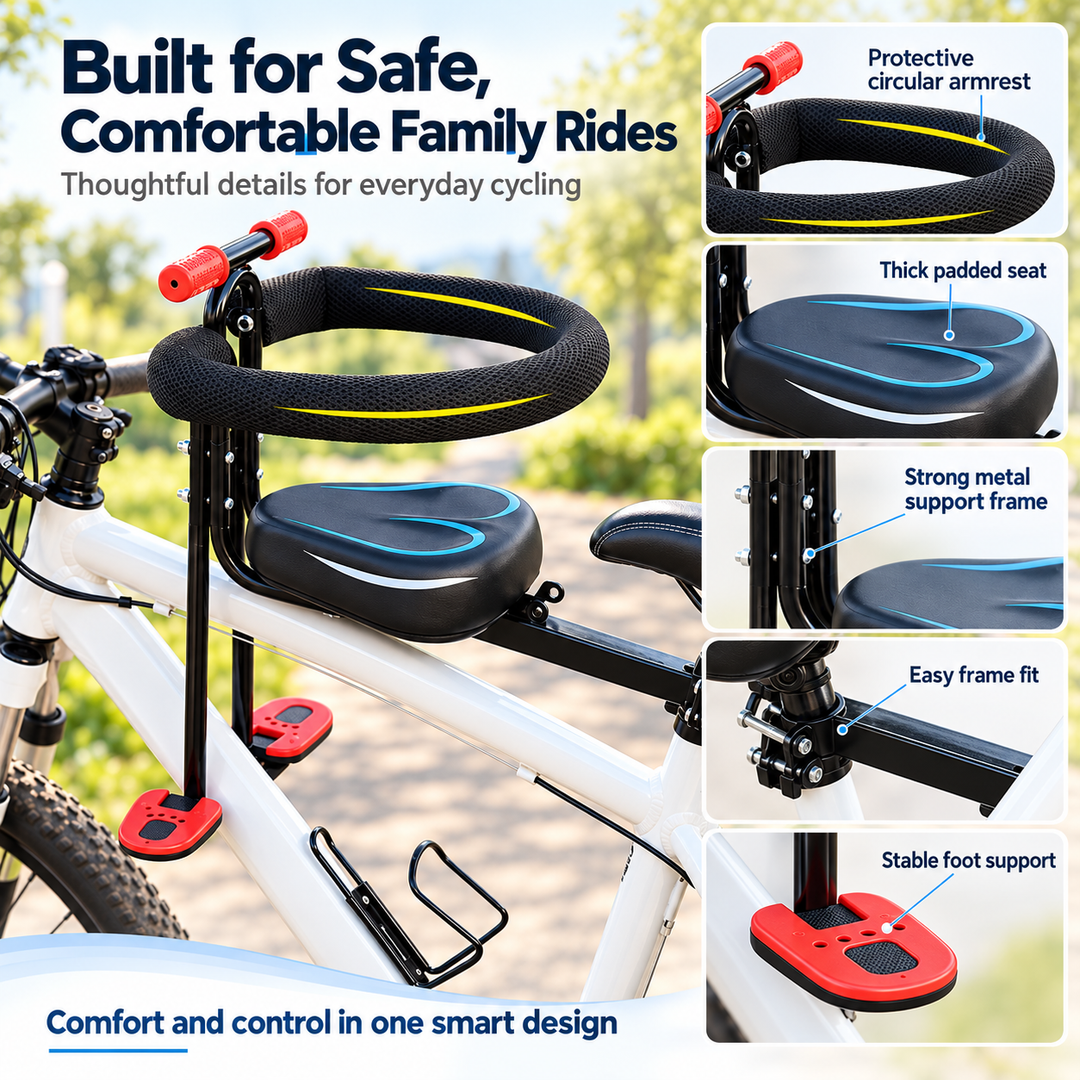 Kids Child Bike Seat Attachment for Adult Bikes with Harness