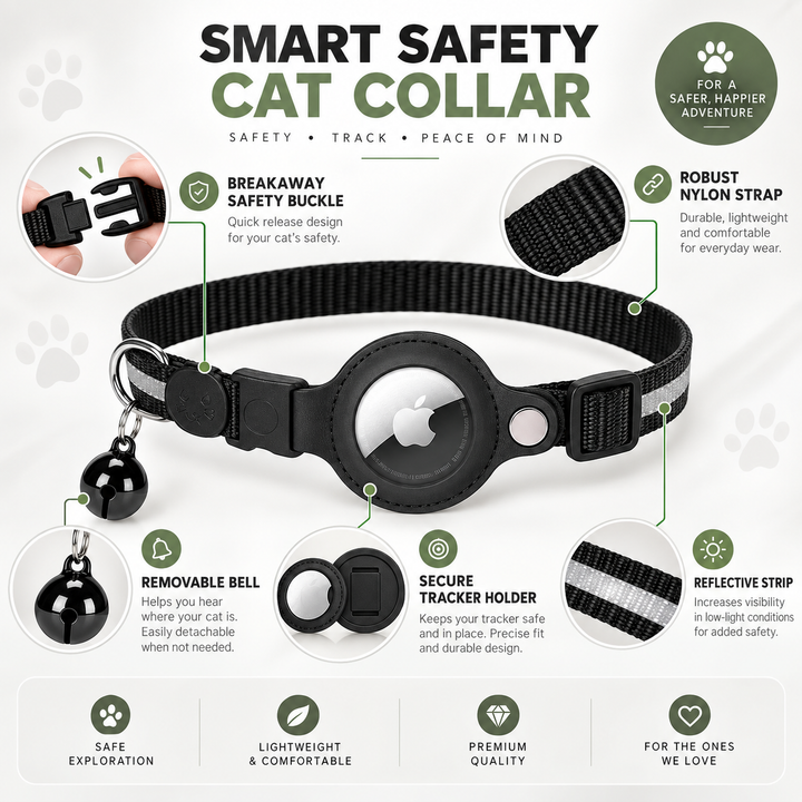 Cat GPS Tracker Collar Quick Release Reflective for Outdoor Safety