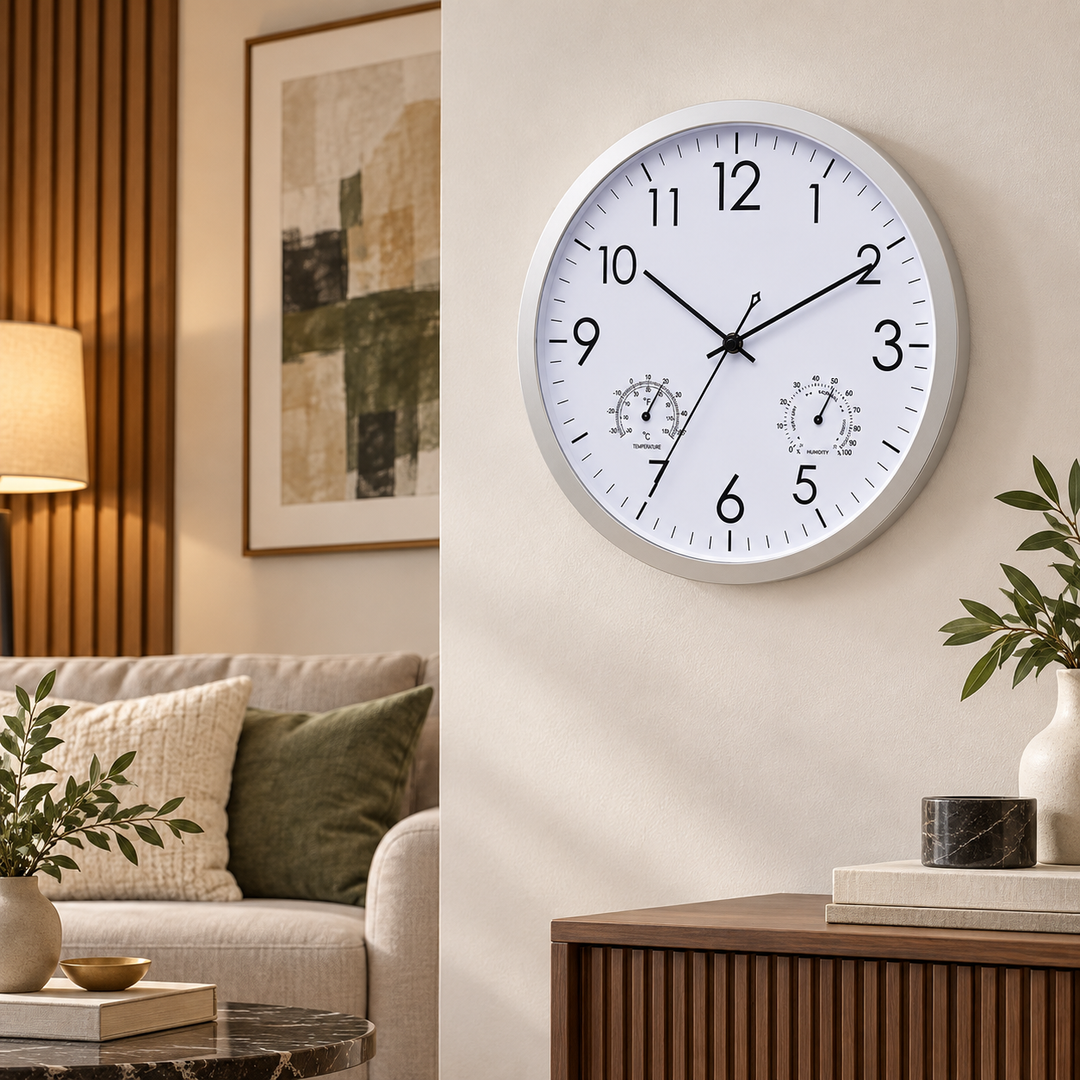 Waterproof Outdoor Garden Clock with Temperature Humidity Gauge