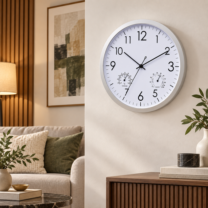 Waterproof Outdoor Garden Clock with Temperature Humidity Gauge