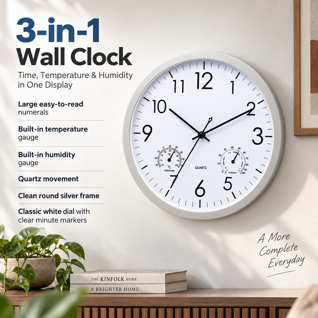 Waterproof Outdoor Garden Clock with Temperature Humidity Gauge