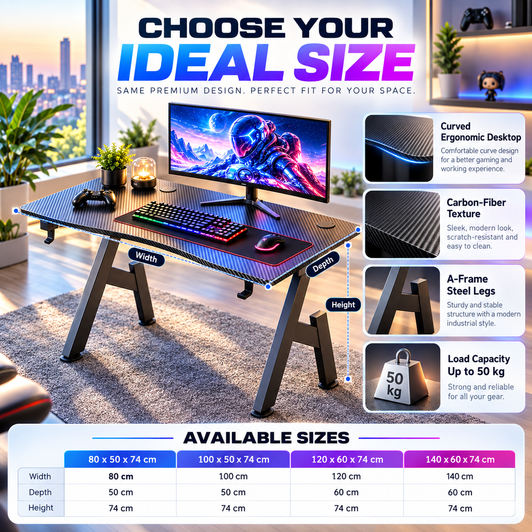 A Shaped Gaming Desk with Cup Holder and Headphone Hook Office Desk