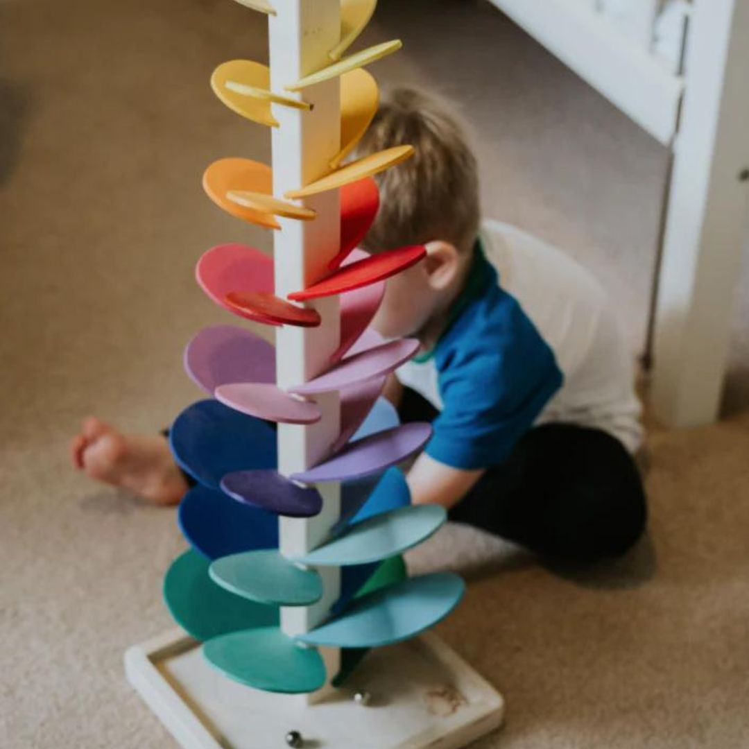Wooden Rainbow Stacking Tower Toy Educational Building Blocks Set