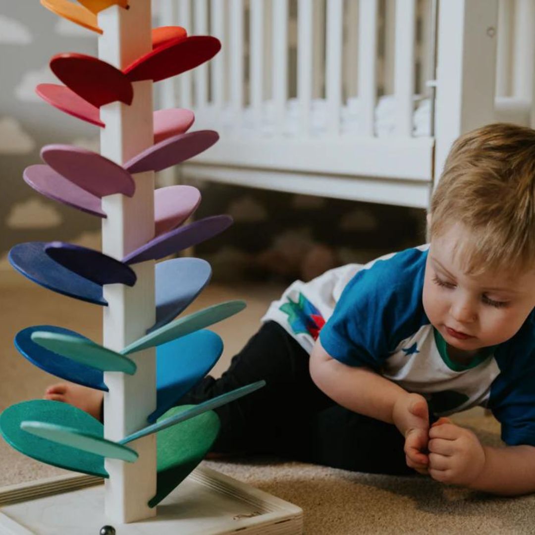 Wooden Marble Run Tower Educational Toddler Toy Building Set