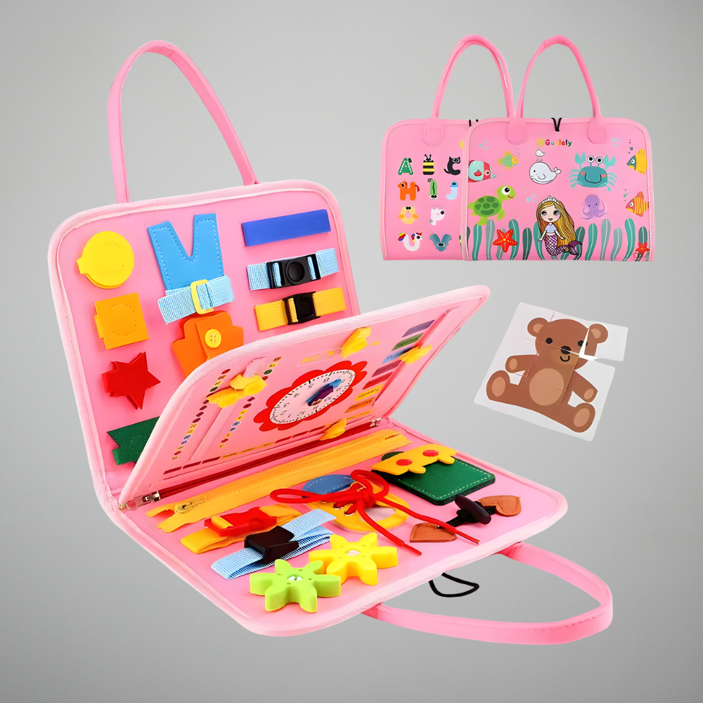 Wooden Busy Board Sensory Activity Toy for Toddlers Montessori Style