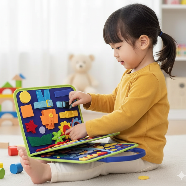 Wooden Busy Board Sensory Activity Toy for Toddlers Montessori Style