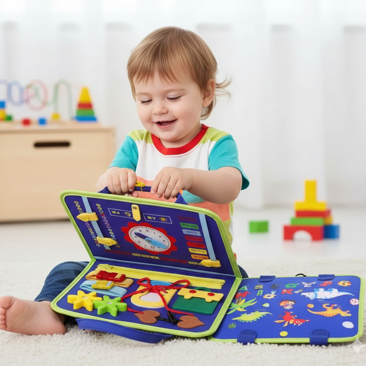 Wooden Busy Board Sensory Activity Toy for Toddlers Montessori Style