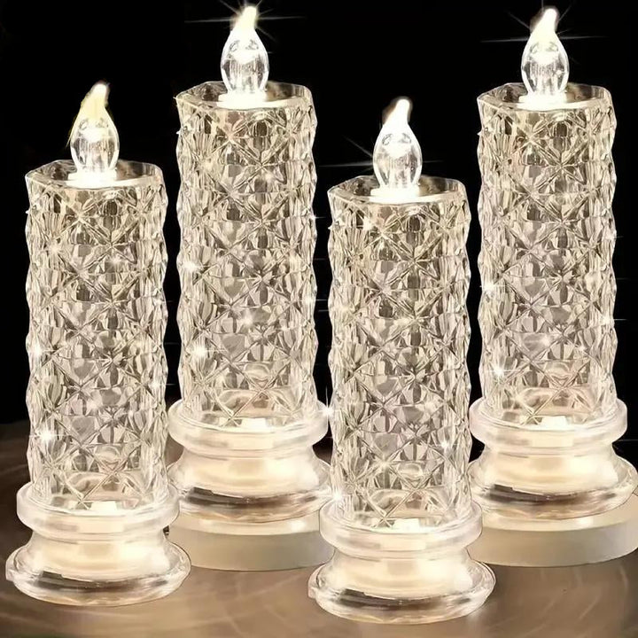 LED Pillar Candles Set of 4 Battery Operated Flameless Lights