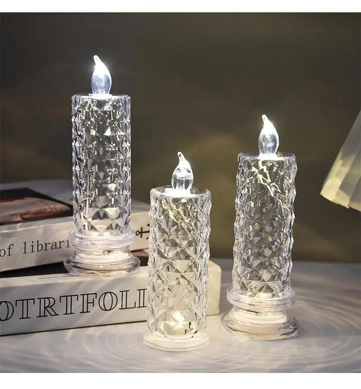 LED Pillar Candles Set of 4 Battery Operated Flameless Lights