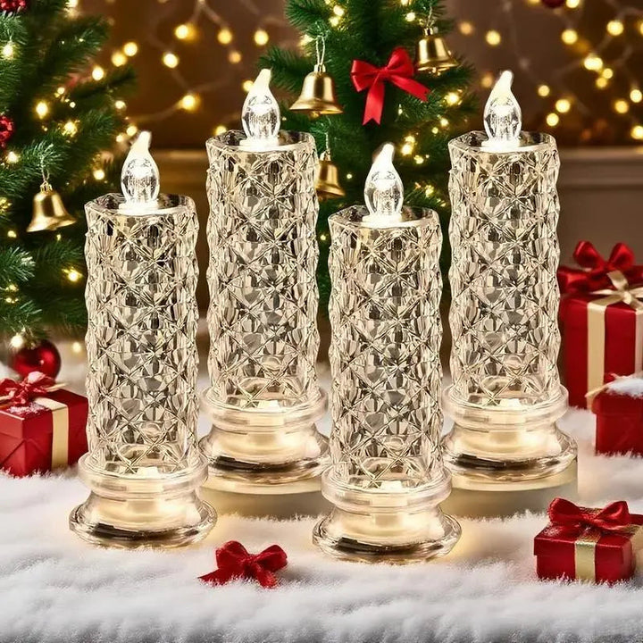 LED Pillar Candles Set of 4 Battery Operated Flameless Lights