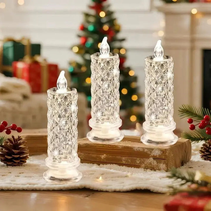 LED Pillar Candles Set of 4 Battery Operated Flameless Lights