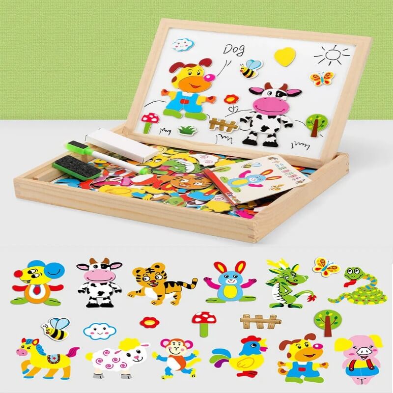 Magnetic Wooden Puzzle Toy 100 Piece Educational Children Puzzle