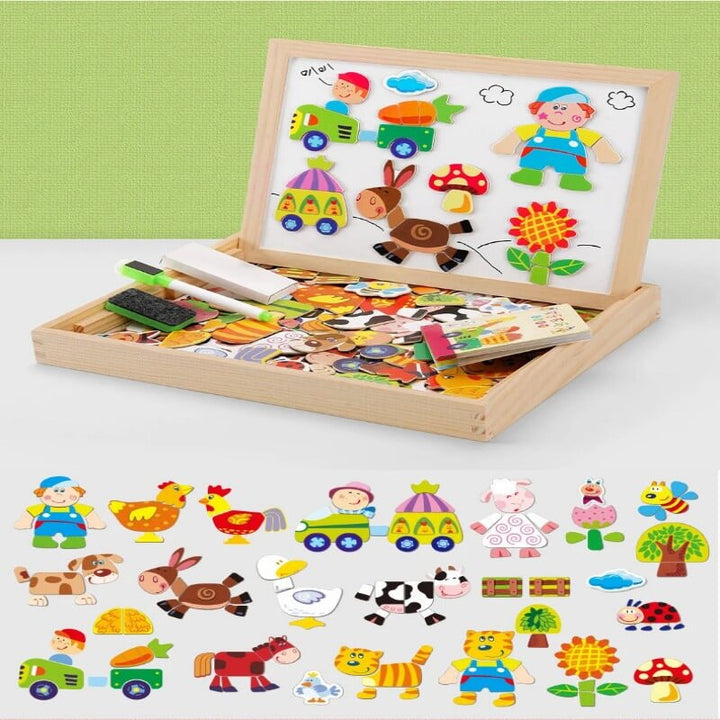 Magnetic Wooden Puzzle Toy 100 Piece Educational Children Puzzle