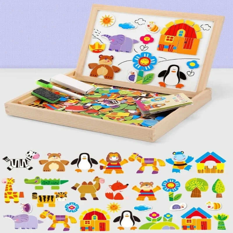 Magnetic Wooden Puzzle Toy 100 Piece Educational Children Puzzle