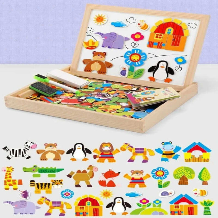 Magnetic Wooden Puzzle Toy 100 Piece Educational Children Puzzle