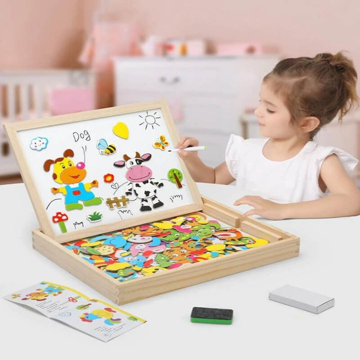 Magnetic Wooden Puzzle Toy 100 Piece Educational Children Puzzle