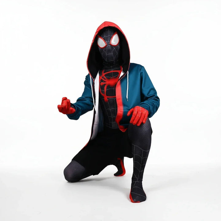 Miles Morales Costume Spider Verse Hoodie Bodysuit Kids Halloween
