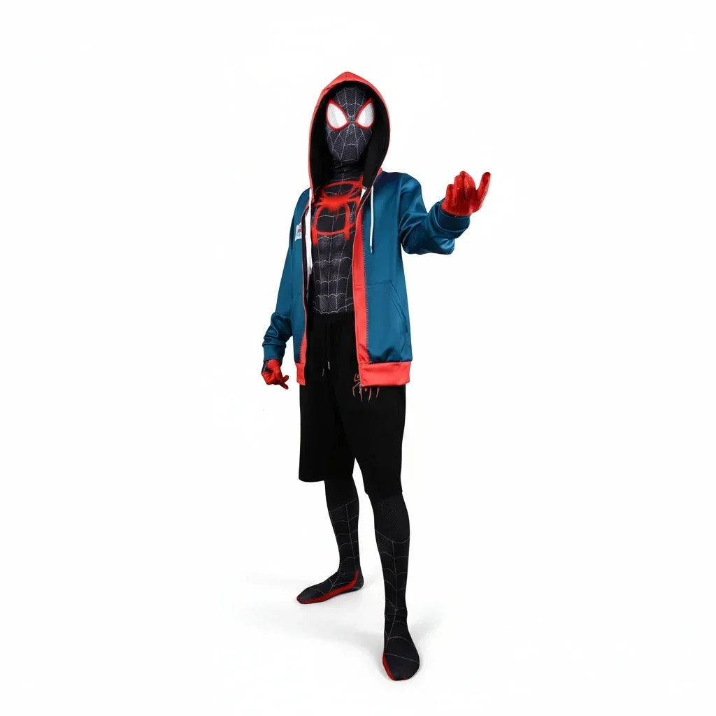 Miles Morales Costume Spider Verse Hoodie Bodysuit Kids Halloween